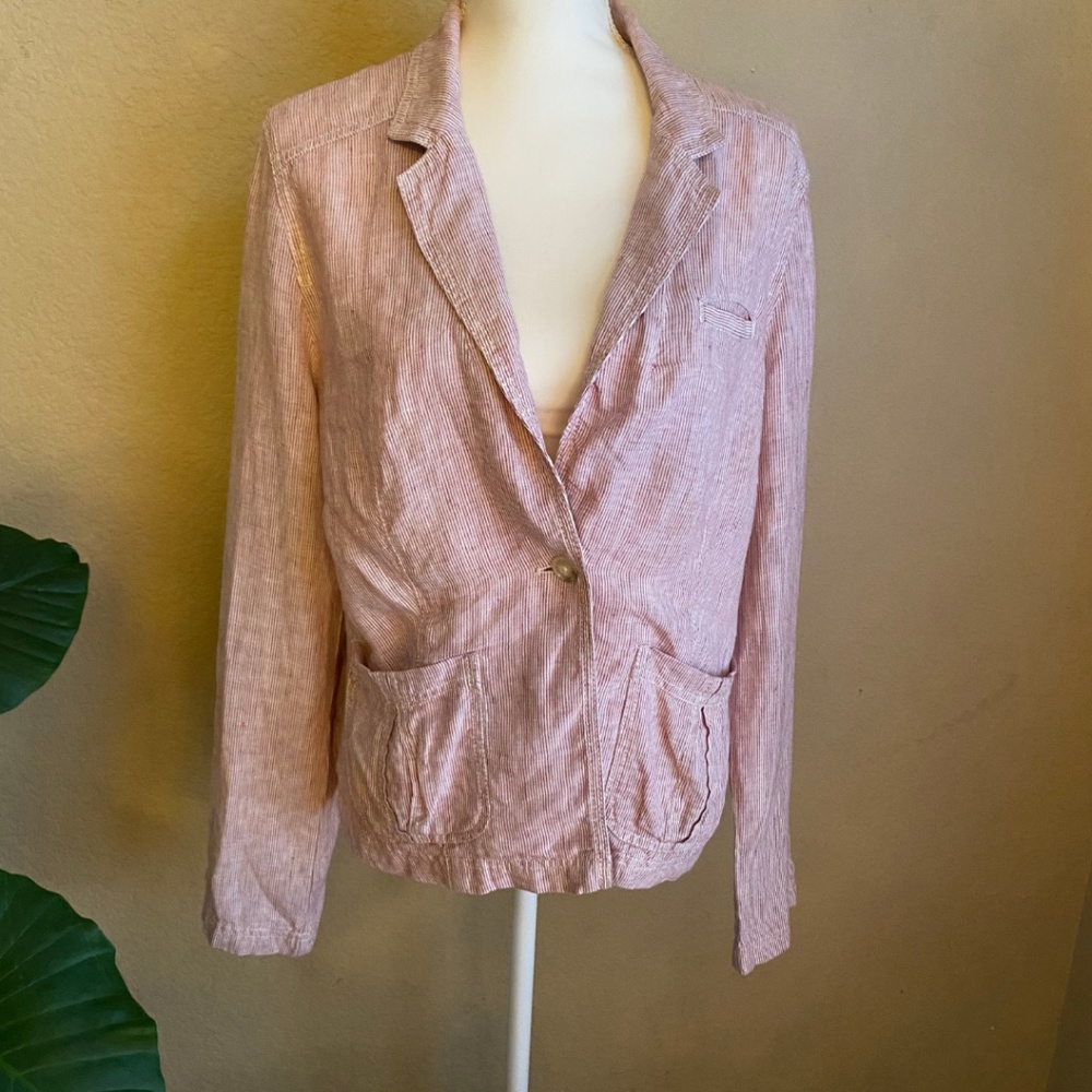 Caslon Red and White Nautical Striped Linen Blazer